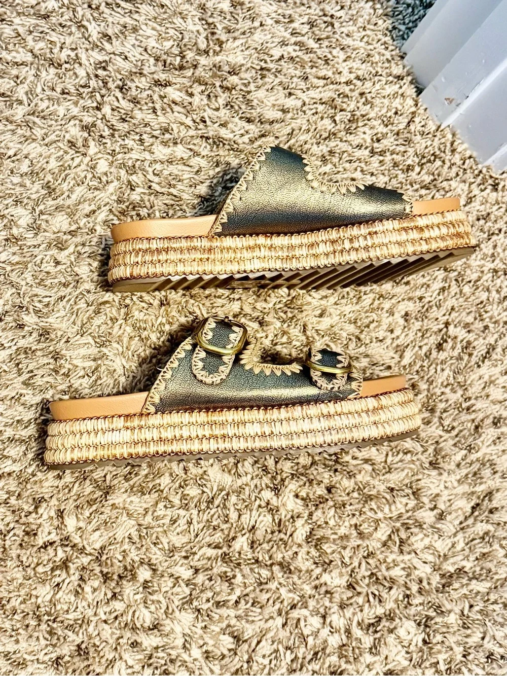 Yellow Box Metallic Herana Slide Sandals - Picture 2 of 3